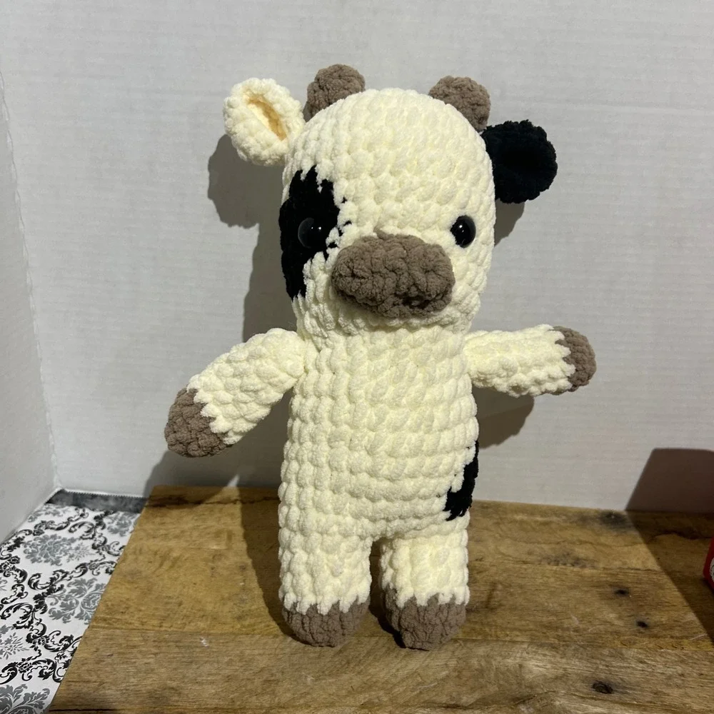 Handmade Crochet Cow‎ Plush Stuffed Animal Soft Toy Nursery Decor Gift